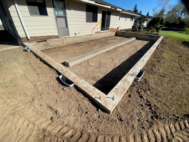 Concrete foundation for patio