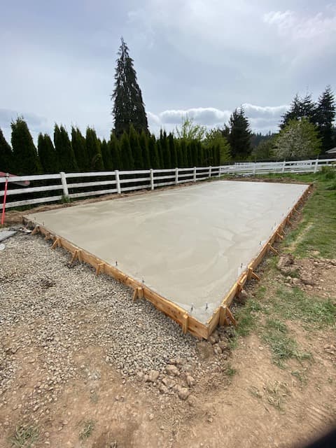 Concrete slab in a yard